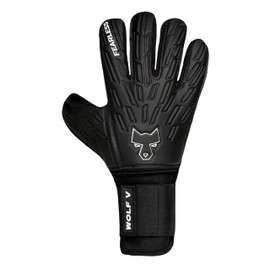 FEARLESS GOALKEEPERS Wolf V Onyx Goalkeeper Gloves - Breathable Football Gloves with Finger Protection, Non-Slip Grip, Roll Finger Cut and Removable Rails - For Adults and Children