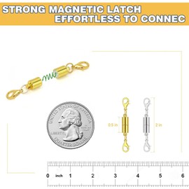 12 Pack Magnetic Necklace Clasps and Closures. Necklace Jewelry Extender with Strong Magnet. Magnetic Necklace Clasp for Jewelry Necklace Bracelet Making. Gold and Silver Plating (Gold-Regular)