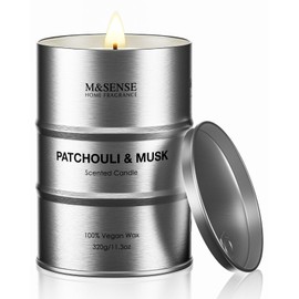M&SENSE Scented Candle, Patchouli Musk Candle Gifts for Men, 60 Hours Slow Burning Natural Soy Candles11.3 oz, Stress Relief Luxury Aromatherapy Candles Home Decor, Valentines Day Gifts for Him