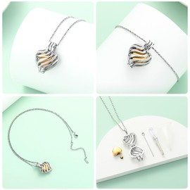 Yinplsmemory Cremation Heart Urn Ashes Necklace for Women Mom Memorial Love Heart Urn Locket Keepsake Pendant Necklace of Loved One