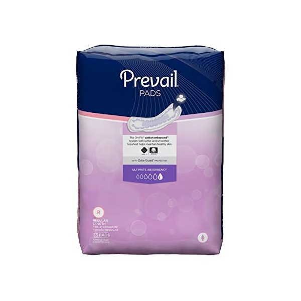 Prevail® Bladder Control Pads - Moderate to Heavy Incontinence Protection - CASE/132 (Ultimate Absorbency (4.5" x 16"))