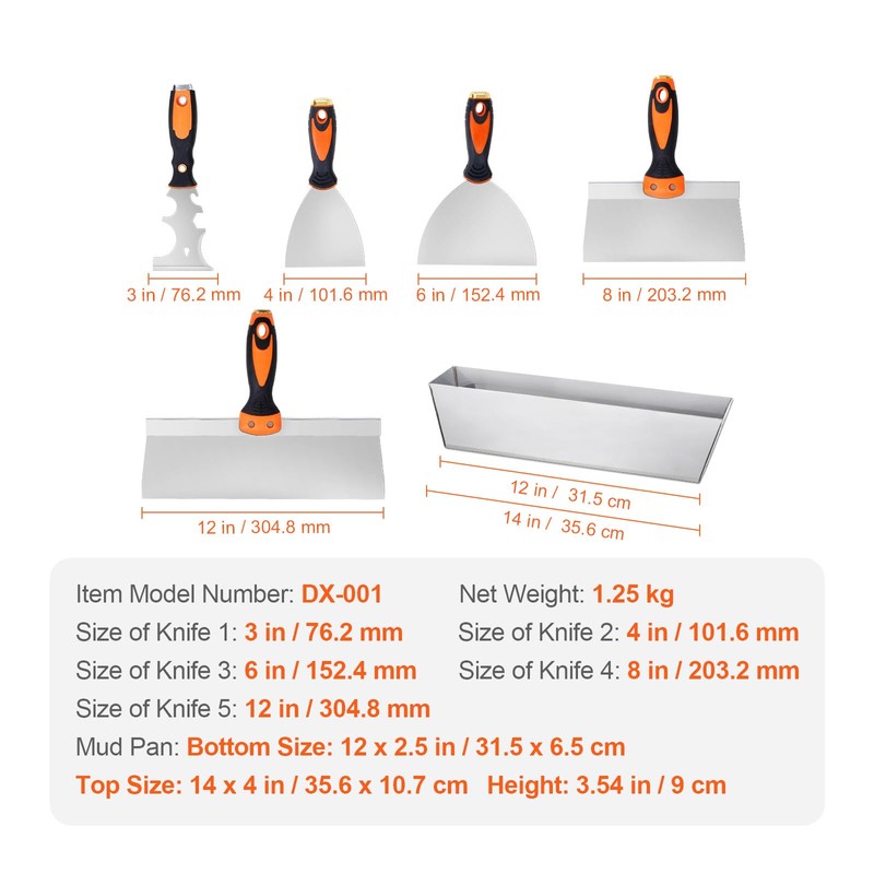 Happybuy Drywall Knife Set, 6 PCS Set Comprising 3"Painter Scraper,