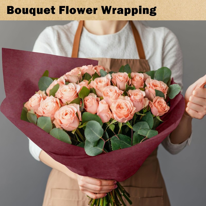 RUSPEPA Wine Red Kraft Wrapping Paper Roll, 17.5"x 393"(32.8'), Recyclable