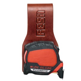 FESA Leather Tape Measure Holder or Drill Holder for Tool Belt - Full Grain w/Steel Clip & Reinforced Heavy Duty Rivets - Fits Belts up to 3" - Handcrafted (Cherry)