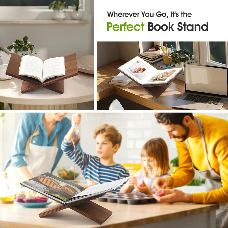 Wood Book Stand for Reading - Book Display Stand, Cook