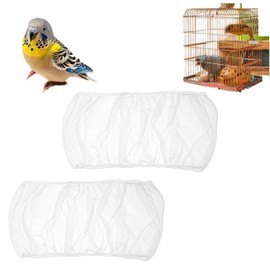 2Pcs Bird Cage Cover,Bird Cage Skirt Net Cloth Cage Net Cover,Universal Birdcage Cover,Protective Net Cover,Used for Parrot Fence Circular Square Cage, Parrot Cage Accessories (White)