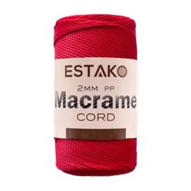 Estako 2 mm PP Polyester Macrame Cord 100% Polypropylene Perfect Supplies for DIY Crafts Wall Hanging, Plant Hangers, Knitting 7 Oz (200g) / 246 Yrds (225 m) (3100 - Red)