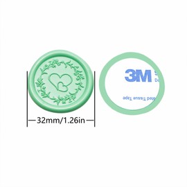 QINGNING Love Wreath Wax Seal Sticker 50Pcs Perfect for Wedding Invitations, Christmas, Gift Wrapping Wax Stickers for Envelopes Seal Stamp Stickers Cyan