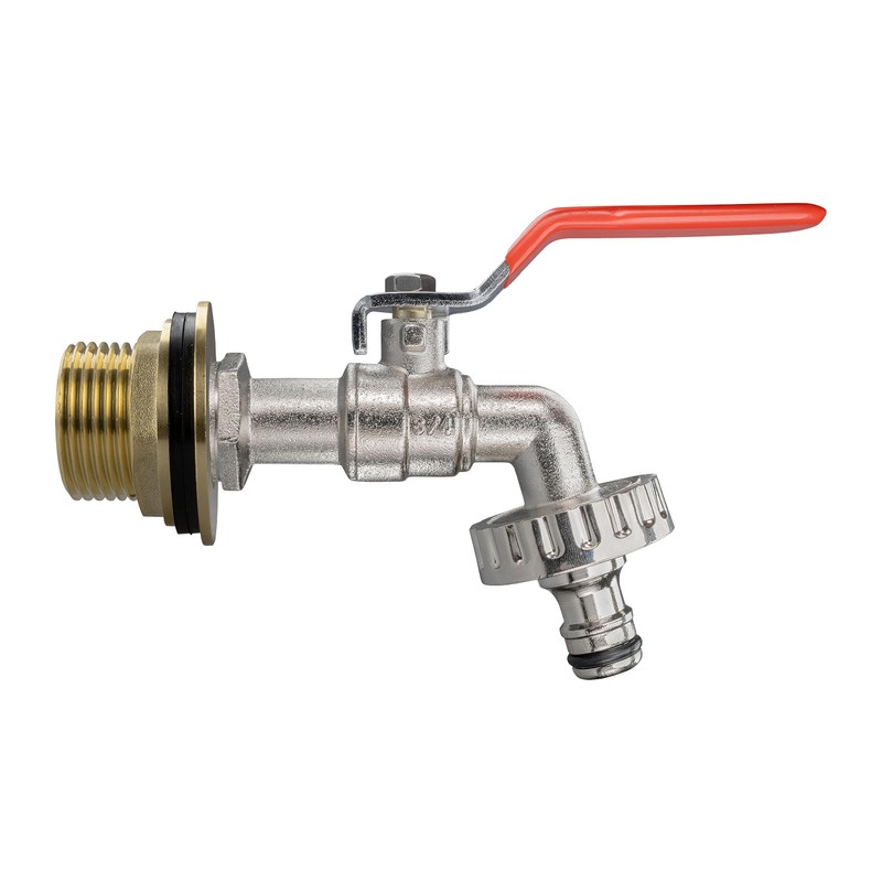 Solid brass water butt/rain barrel/tank threaded outlet adaptor/connector with 2