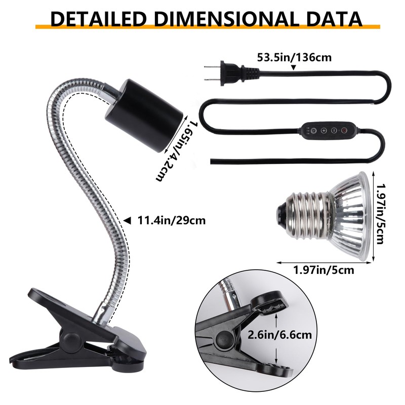 REPTI HOME Turtle Basking Light (Cycle Timer), Tortoise Lamp UVA