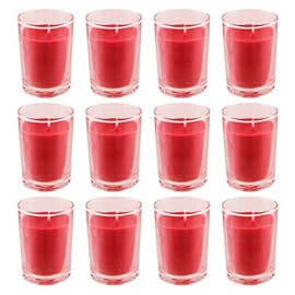 Mega Candles 12 pcs Unscented Glass Red Container Candle, Votive Candles 12 Hour Burn Time 2 Inch x 2.5 Inch, Home Décor, Wedding Receptions, Occasions, Events, Festivities, Meditations, Prayers