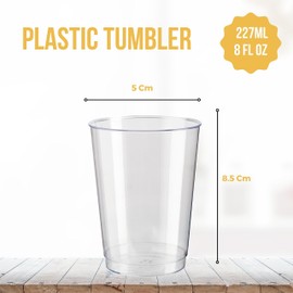 Homeshopa Clear Plastic Tumblers, 8oz Pack of 24 Reusable Unbreakable Plastic Cups, Sturdy Stackable Drinking Glasses, Transparent Party Glasses for Wedding Anniversary, Birthday, Camping, Picnic (24)