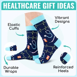 Zmart Doctor Nurse Gifts for Men - Medical Student Gifts for Doctors Male Nurses Gift, Medical Doctor Socks Men Nurse Socks