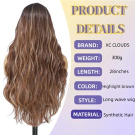 Higlight blond Lace Front Wig 28 Inch Long Wavy Natural Wave Wigs 13×4×1 Pre Plucked Glueless Wig Synthetic Hair for Women Loose Body Wave With Natural Hairline Heat Resistant Synthetic Wavy Wig