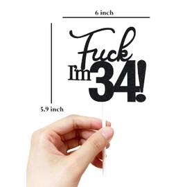 34 decoraciones para tartas, 34 decoraciones para tartas de cumpleaños, purpurina negra, divertida decoración para tartas de 34 años para hombres, 34 decoraciones para tartas para mujeres, decoraciones de 34 cumpleaños, decoración para tartas de 34 cumpl