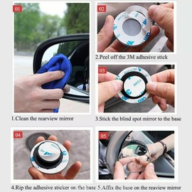 Pack of 4 Blind Spot Mirrors, Round Frameless HD Glass Convex Mirrors with 360° Rotate and Sway Adjustable, Maximizes Rear View for Universal Use in Cars, SUVs, Trucks - Enhance Traffic Safety