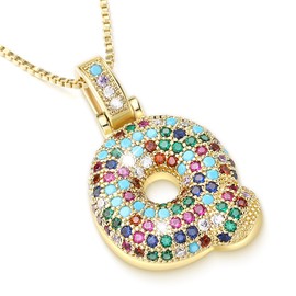 Wingoden Gold Initial Necklaces for Women, 14K Gold Plated, A-Z, Bubble Letter Necklace, Gold, Pendant, Cubic Zirconia, Dainty Gold, Jewelry for Women and Men, Gold, No Gemstone