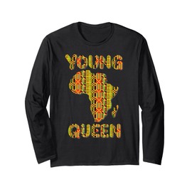 Young Queen Cool Kente African Print Black History Month Langarmshirt