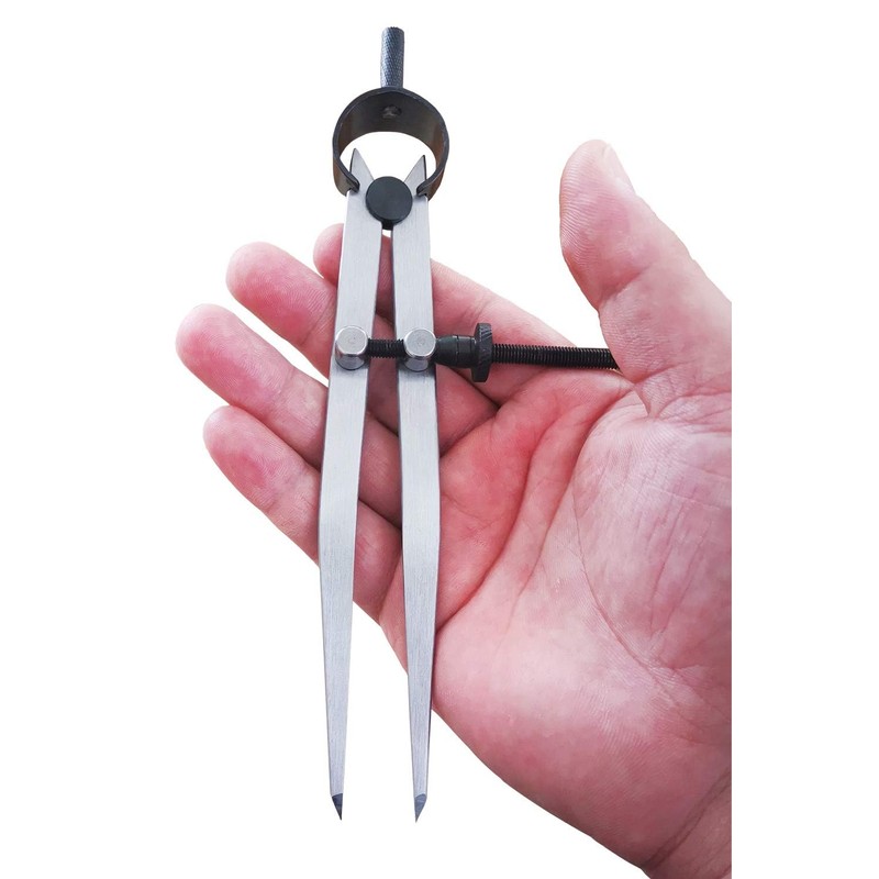 ieron 6" Metal Adjustable Lockable Compass, Steel Divider Wing Leather