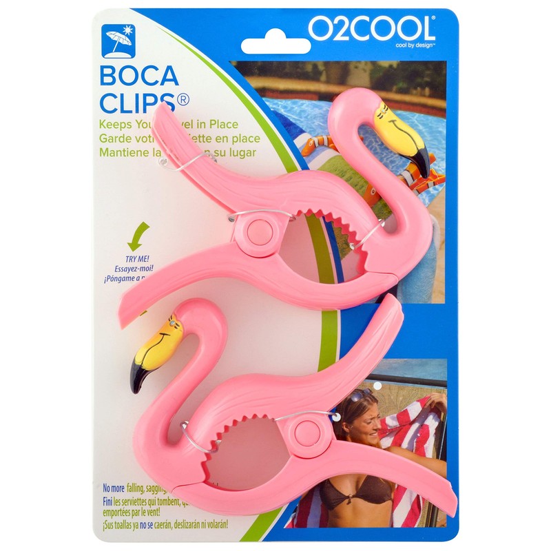Flamingo BocaClips by O2COOL, Beach Towel Holders, Clips, Set of