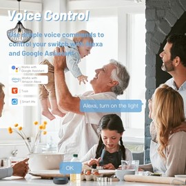 BSEED Interruptor de Luz Inteligente, Interruptor de Luz WiFi Alexa de 3 Vías con Control de APP Remota y Función de Temporización, Interruptores de Luz Negros de Polo Simple que Funcionan con Alexa
