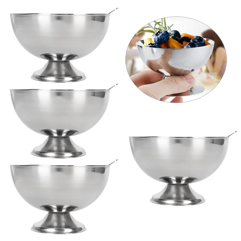 4Pcs Stainless Steel Dessert Bowl Multi Functional Drop Resistant Rustproof