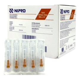 Aguja HiPodérmica Calibre 26gx13mm Cafe Nipro Caja C/100 0 Ml