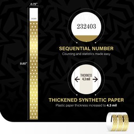WM infinite Gold Stars Paper Wristbands for Events, 100 Count 3/4" Paper Wrist Band for Event Entry, Festivals, Parties, Clubs (Gold, 1000)