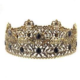 LEEMASING Men's Crowns Metal Adult Men Birthday Prom Homecoming Party King Crown for Cosplay Wedding, Metal, stone, Rhinestones