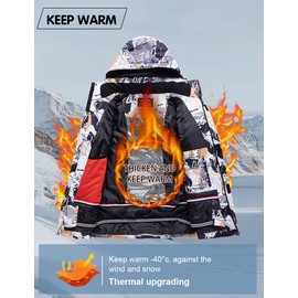 WOWULOVELY Men's Winter Snowsuit Waterproof Windproof Mountain Jacket and Pant Sets Insulated Snowboarding Skisuit (231,black,L)