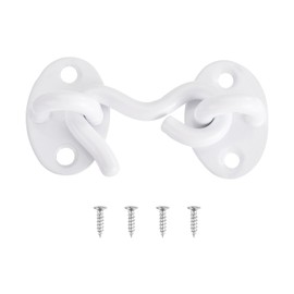 sourcing map 2 Inch Hook and Eye Latch, Barn Door Lock Privacy Hardware Stainless Steel Gate Lock for Window Cabin Hooks Sliding Door Bedroom Bathroom, White