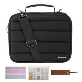 Realove Bible Covers for Women - Bible Cover Case with Bookmarks & Handle & Shoulder Strap | Bible Carrying Case | Bible Tote Study Bag for Church & Women & Man - Black