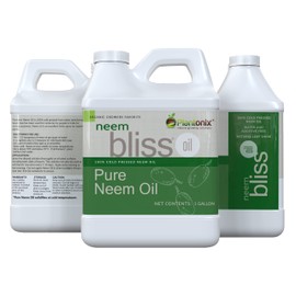 Neem Bliss - Pure Neem Oil for Plants - Organic Neem Oil Spray for Plants, 100% Cold Pressed Neem Oil - OMRI Listed Pure Neem Oil - Neem Oil Concentrate Leaf Polish for Plants (1 Gallon)