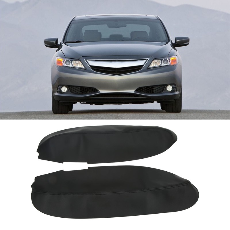 2pcs Front Door Panel Armrest Cover Black Artificial Leather Replacement