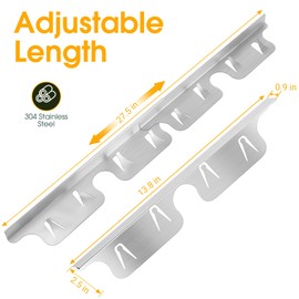 Stove Gap Covers, Adjustable Length 13.8” to 27.5”，Upgraded Width 0.90", NISHCON Stove Gap Filler,Stove Guard for Gas Stoves, Oven Gap Filler,8 Springs Perfect for Kitchen Counter Gap- Silver(2 Pack)