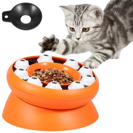 Cat Slow Feeder 15° Tilted Elevated Slow Feeder Cat Bowl Interactive Cat Slow Feeder Toy BPA Free Cat Treat Dispenser Fun Cat Feeder Bowl Elevated Bowl for Cats Dogs Healthy Feeding 8.2x4.7 inch