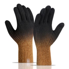 TAGVO Women's Winter Gloves Warm Touchscreen Gloves Stretched Thick Knitted Finger Gloves Sport Windproof Thermal Gloves for Skiing Cycling and SMS, A-Black+Brown