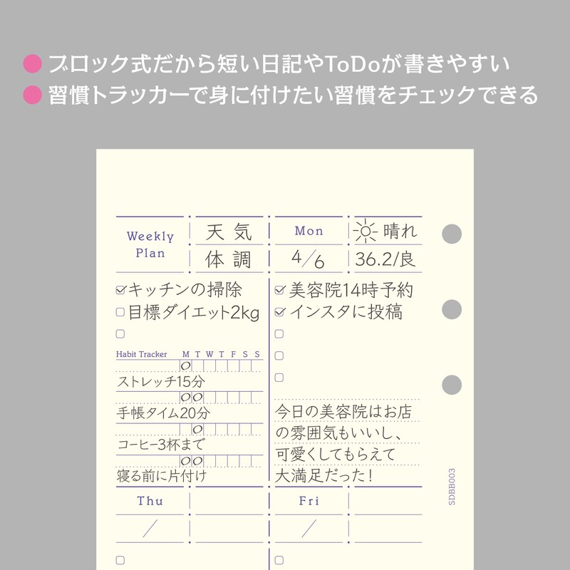 Love Leaf SDBB003 Personal Organizer Refill, Bible, Weekly, Undated, 1