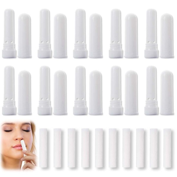 JAZOKA 10 Pcs Essential Oil Inhaler Tubes with 10 Pieces