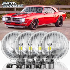 QULOOX 4PCS 5.75" 5 3/4" LED Headlights HI/LO Beam for Pontiac GTO Grand Prix Firebird