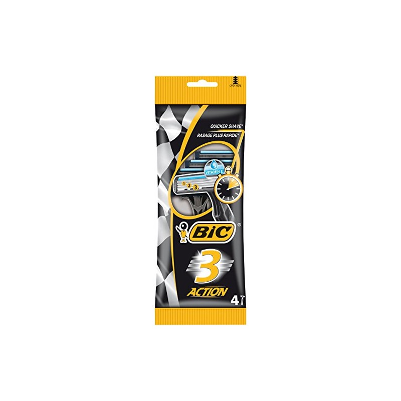 BIC Herren-Rasierer 3 Action, 1er Pack (1 x 4 Stück)
