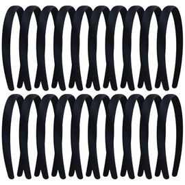 Lawie 20 Pack Satin Cloth Covered Headbands (Black A, Width: 1.5 cm / 0.6")
