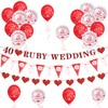 Jiusely 40th Ruby Wedding Glitter Banners,40th Anniversary Decorations Set,40th Anniversary