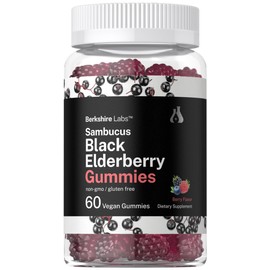 Horbaach Sambucus Black Elderberry Gummies | 60 count | with Zinc and Vitamin C | Vegan, Non-GMO, Gluten free Extract for Adults | Berry Flavor | by Berkshire Labs