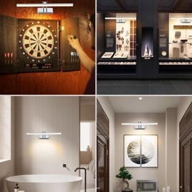 HOWMZON Battery Picture Light, 16 inch Wireless Picture Light for Painting with Remote,Full Metal Rechargeable Art Light,Wall Sconce Display Lighting for Portrait, Photo Frame,Gallery, (Chrome)