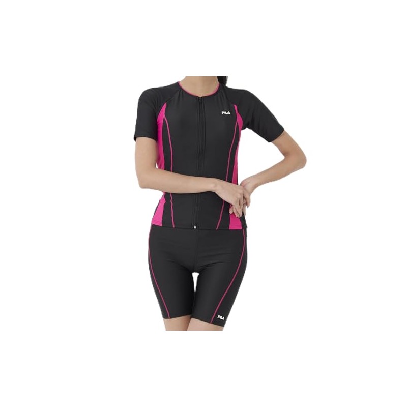 Fila 3132035 Women's Tankini Set, Short Sleeve, Full Zip Tankini