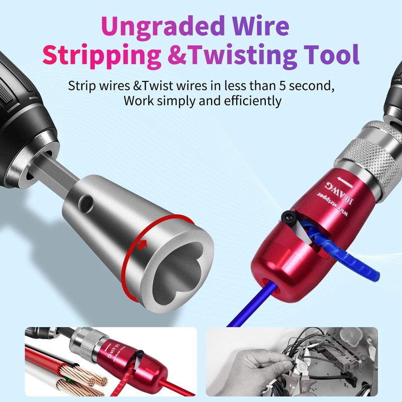 Drill Wire Stripper/Twister Tool for 8/10/12/14 AWG Wire - US