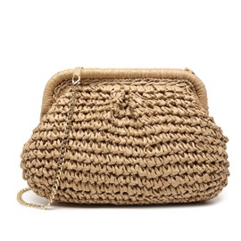 Afashor Straw Clutch Purse for Women Summer Beach Woven Evening Bag Dumpling Casual Shoulder Handbag, Khaki