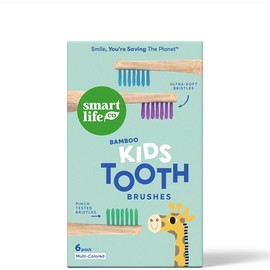 SMARTLIFECO Bamboo Toothbrushes for Kids – Ultra-Soft Bristles, Eco-Friendly & Biodegradable, Perfect for Children & Toddlers, Ergonomic, Multi-Colored, 6pk