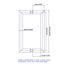 Rockwell Security Back to Back Square Door Pull 8 Inch Chrome Finish Applicable for Commercial and Residential Heavy Glass Frameless Swing Doors